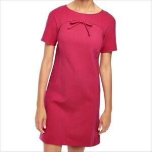 Boden Bright Pink Patricia Bow Short Sleeve Mini Shift Dress Size 6